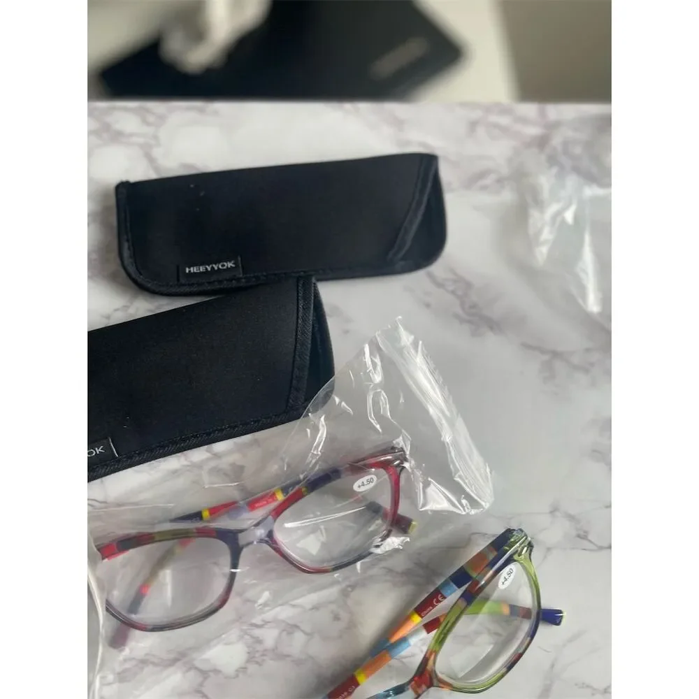 HEEYYOK Women's‎ Cat Eye Reading Glasses 4.50Pack Colorful Patterns